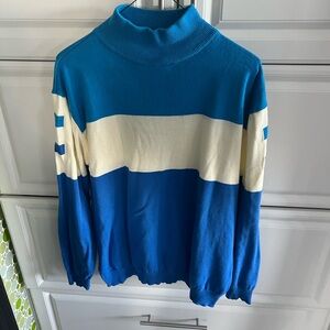 Oxknitstore Blue and White Mens Sweater XL